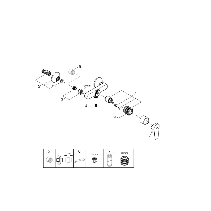 GROHE 24197001 - Dušo maišytuvas START EDGE DN 15 blizgus chromas