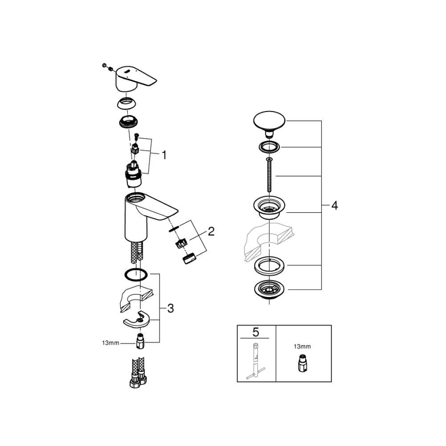 GROHE 24199001 - Praustuvo maišytuvas START EDGE DN 15 blizgus chromas