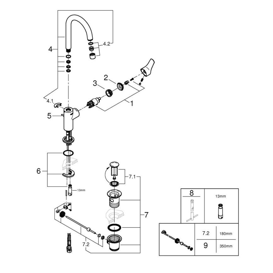 GROHE 24203002 - praustuvo maišytuvas START, L dydis, blizgus chromas