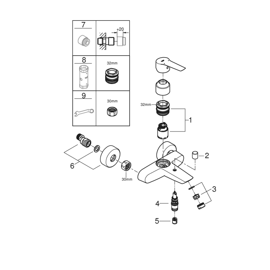 GROHE 24206002 - START vonios maišytuvas DN 15, poliruotas chromas
