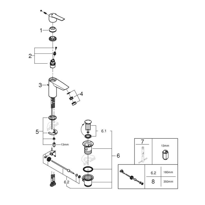 GROHE 242092432 - Praustuvo maišytuvas QUICKFIX START 165 mm juodas
