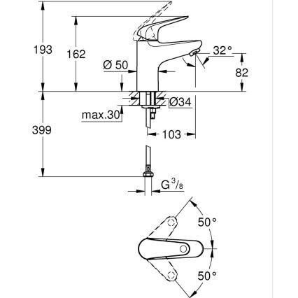 GROHE 24317001 - Praustuvo maišytuvas SWIFT 162 mm blizgus chromas