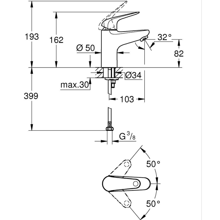 GROHE 24317001 - Praustuvo maišytuvas SWIFT 162 mm blizgus chromas