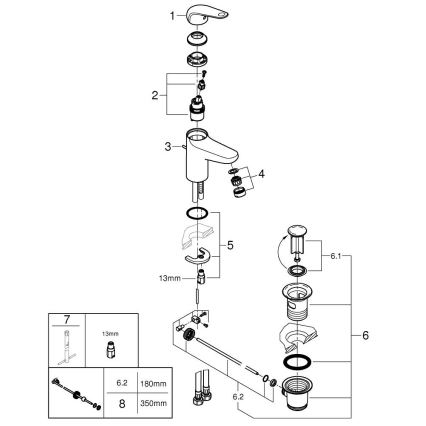 GROHE 24325001 – praustuvo maišytuvas SWIFT DN 15, M dydis, blizgus chromas