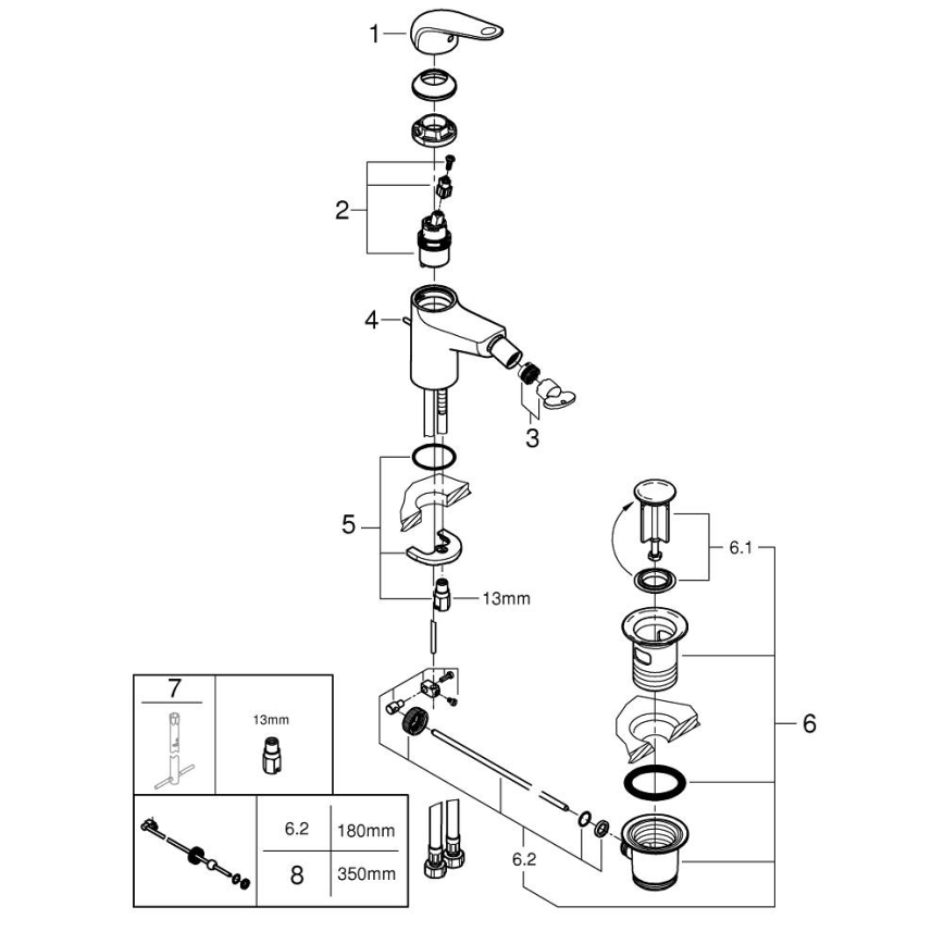 GROHE 24332001 - SWIFT bide maišytuvas, 146 mm, blizgus chromas