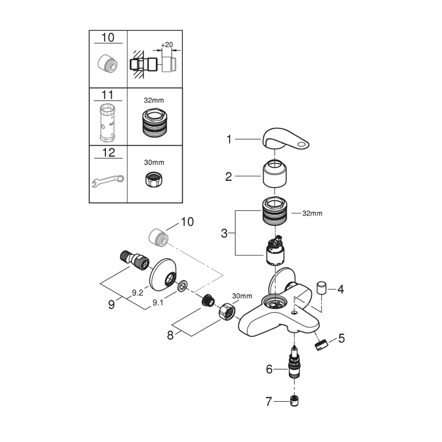 GROHE 24335001 - vonios maišytuvas DN 15, blizgus chromas