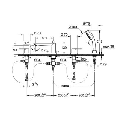 GROHE 2511900A - Vonios maišytuvas BAULOOP DN 20, blizgus chromas