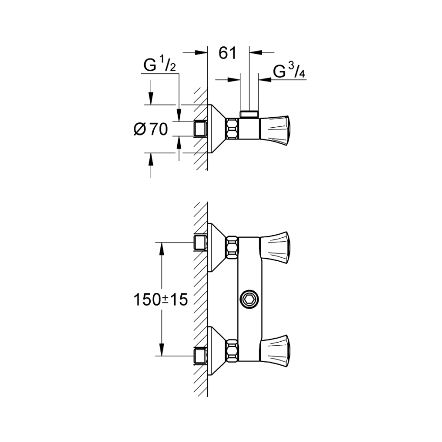 GROHE 26009001 - Dušo maišytuvas COSTA L DN 15 blizgus chromas