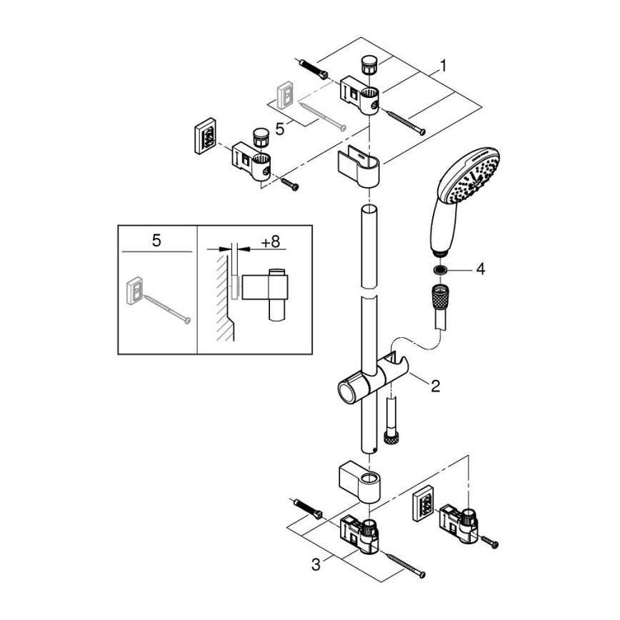 GROHE 26032001 - Dušo komplektas VITALIO START 110 600 mm blizgus chromas