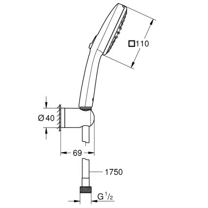 GROHE 263992431 - Dušo komplektas VITALIO COMFORT 110, 110 mm, juodas