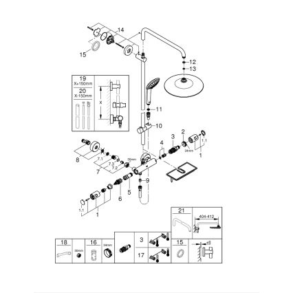 GROHE 26403001 – VITALIO JOY 260 dušo sistema, 450 mm, blizgus chromas