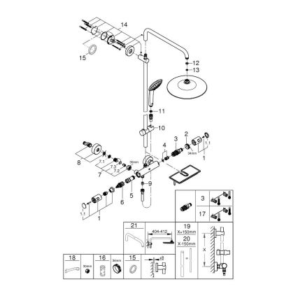 GROHE 26403001 – VITALIO JOY 260 dušo sistema, 450 mm, blizgus chromas