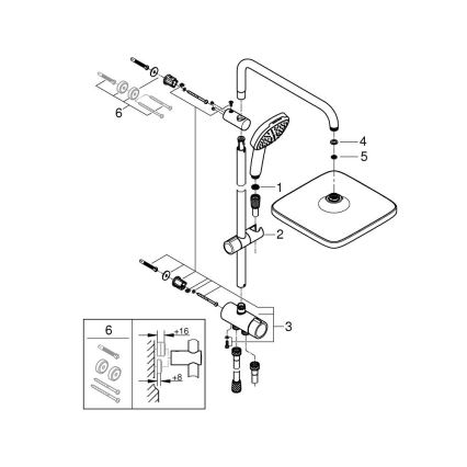 GROHE 26698001 - Dušo sistema VITALIO COMFORT 250 blizgus chromas