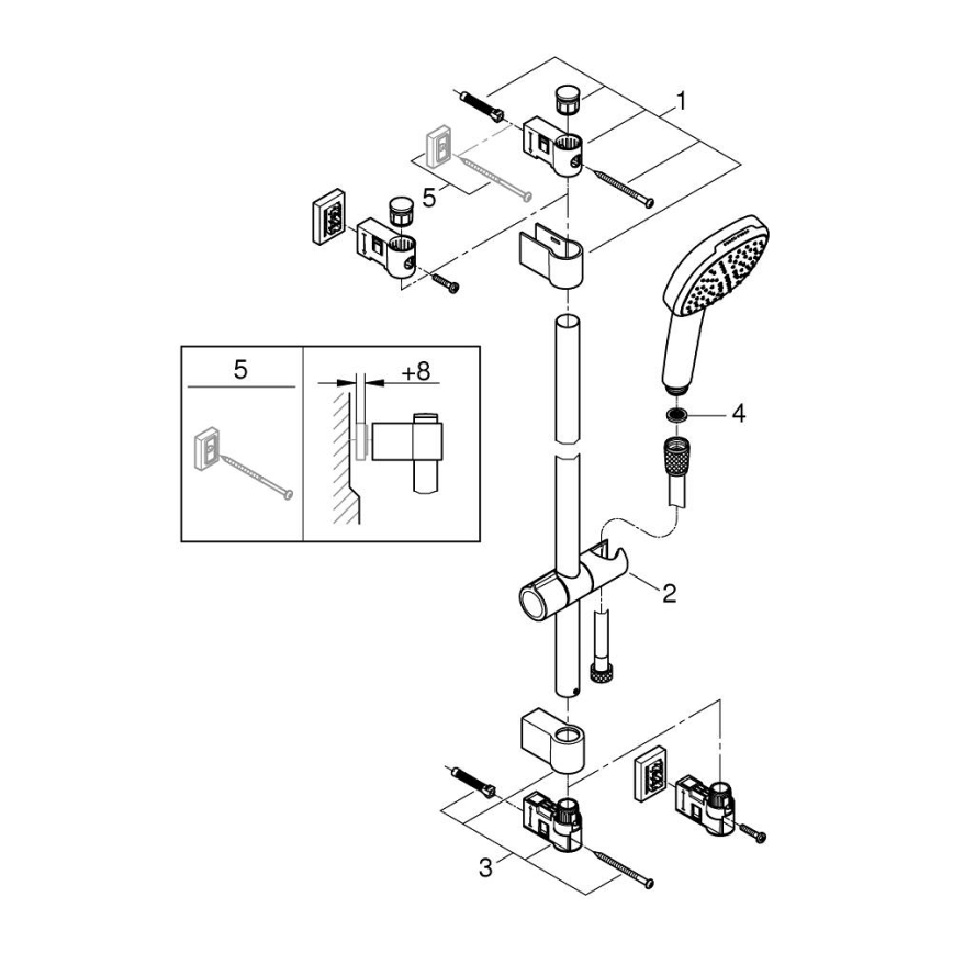 GROHE 26928001 - Dušo rinkinys VITALIO COMFORT 110 600 mm blizgus chromas