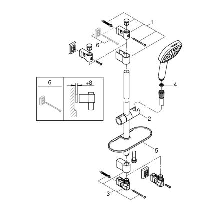 GROHE 26929001 - Dušo rinkinys VITALIO COMFORT 110 600 mm blizgus chromas