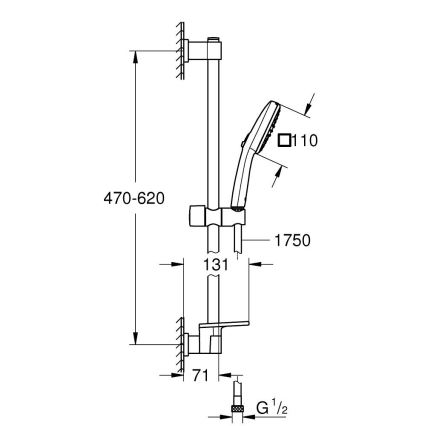 GROHE 26929001 - Dušo rinkinys VITALIO COMFORT 110 600 mm blizgus chromas