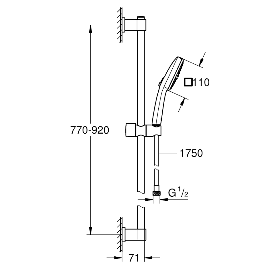 GROHE 269302431 - Dušo komplektas VITALIO COMFORT 110 900 mm juodas
