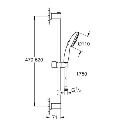 GROHE 26951001 - Dušo rinkinys VITALIO START 110 600 mm blizgus chromas