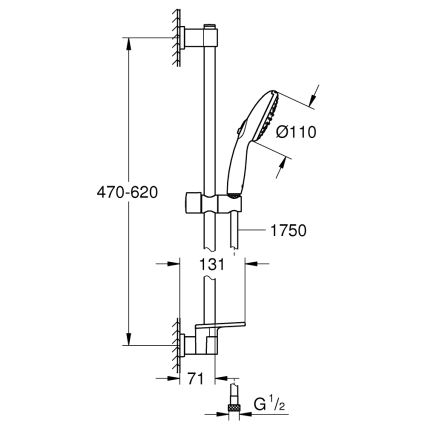 GROHE 26952001 - Dušo rinkinys VITALIO START 110 600 mm blizgus chromas