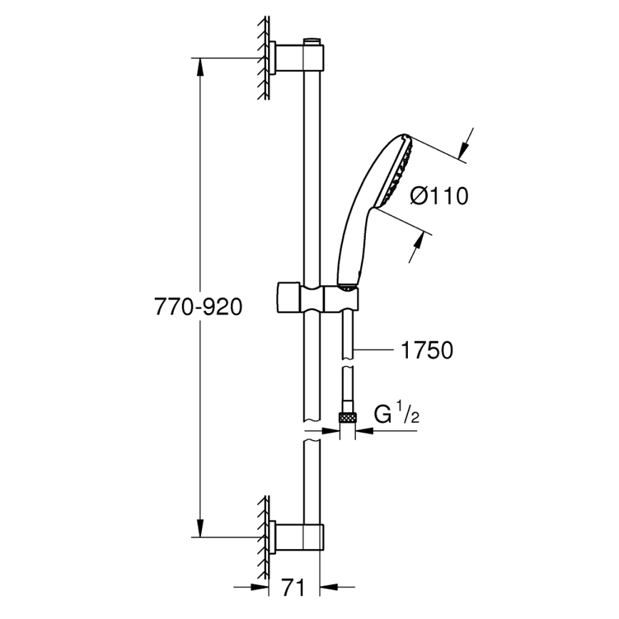 GROHE 26953001 - VITALIO START 110 dušo komplektas, 900 mm, blizgus chromas