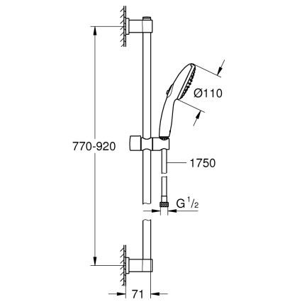 GROHE 26954001 - dušo komplektas VITALIO START 110 900 mm blizgus chromas