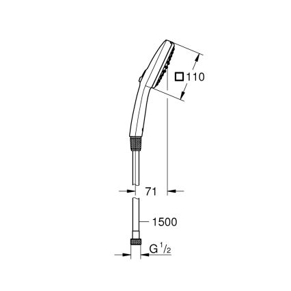 GROHE 26973001 - Rankinė dušo galvutė VITALIO COMFORT 110 110 mm blizgus chromas