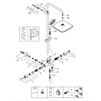 GROHE 269842431 - Dušo sistema VITALIO COMFORT 250 250 × 250 mm juoda