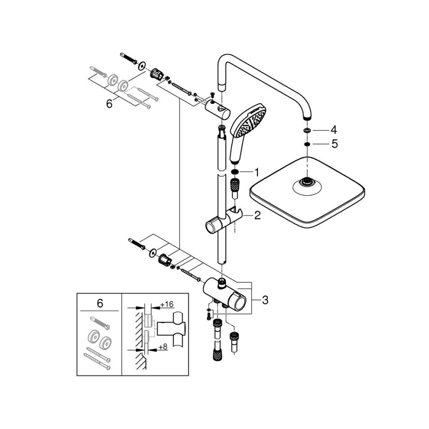 GROHE 26986001 - Dušo sistema VITALIO COMFORT 250, blizgus chromas