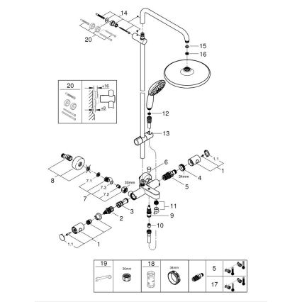 GROHE 26988001 - Dušo sistema VITALIO START SYSTEM 390 mm, blizgus chromas