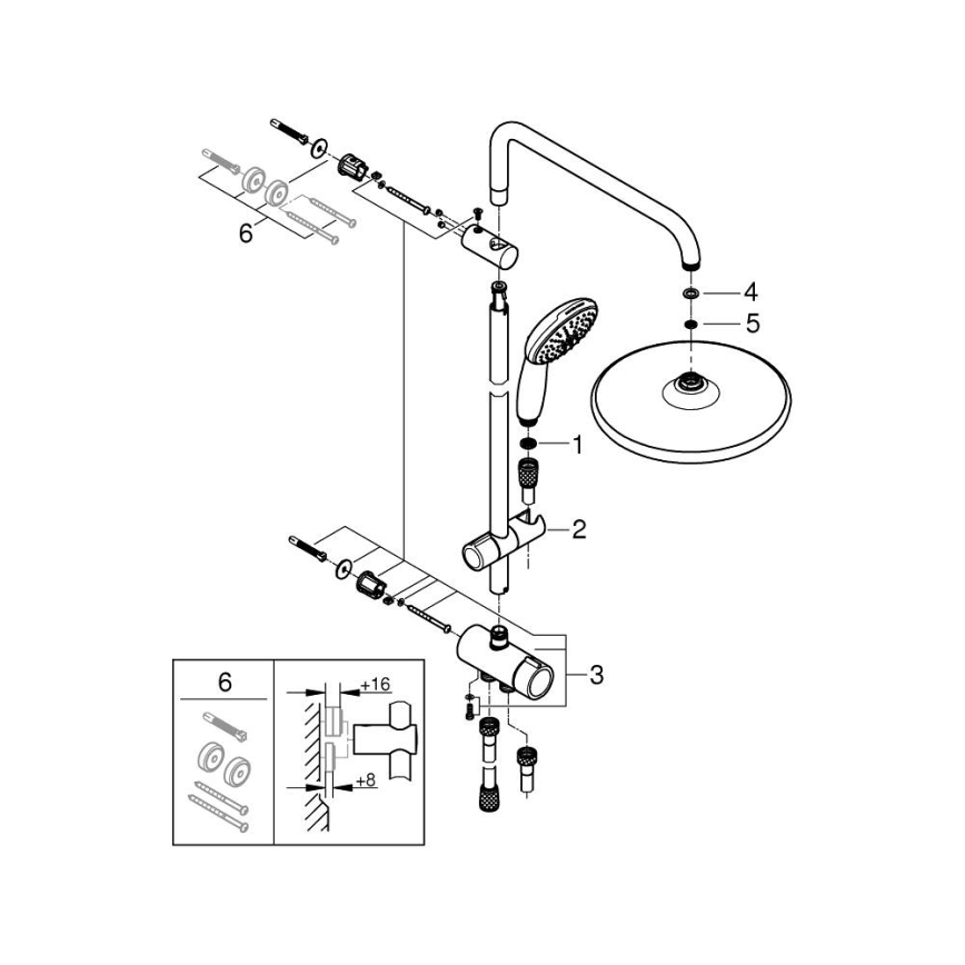 GROHE 26989001 - Dušo sistema VITALIO START SYSTEM 250 390 mm blizgus chromas
