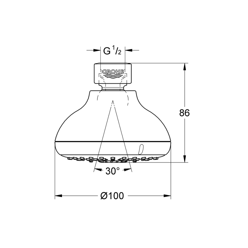 GROHE 27606001 - Dušo galvutė NEW TEMPESTA 100 100 mm blizgus chromas