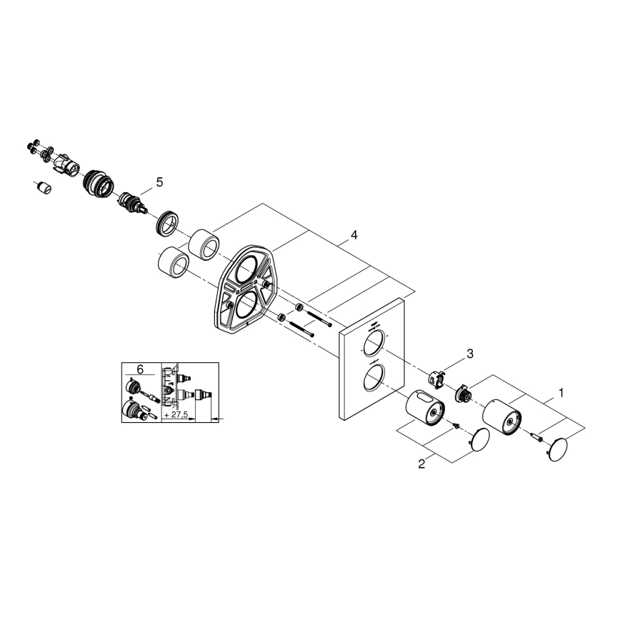 GROHE 27618000 - Termostatinė apdaila GROHTHERM F, blizgus chromas