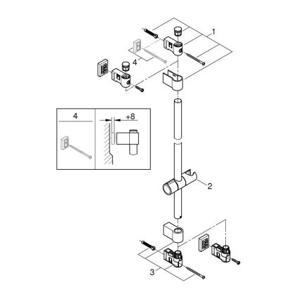 GROHE 27724001 - Dušo stovas VITALIO UNIVERSAL 600 mm blizgus chromas