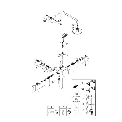 GROHE 27922000 - Dušo sistema TEMPESTA COSMOPOLITAN 160 mm blizgus chromas