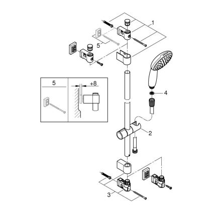 GROHE 27942001 - Dušo komplektas VITALIO START 110, 600 mm, blizgus chromas