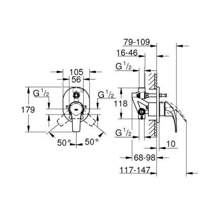 GROHE 29043000 - vonios maišytuvas EUROCUBE blizgus chromas
