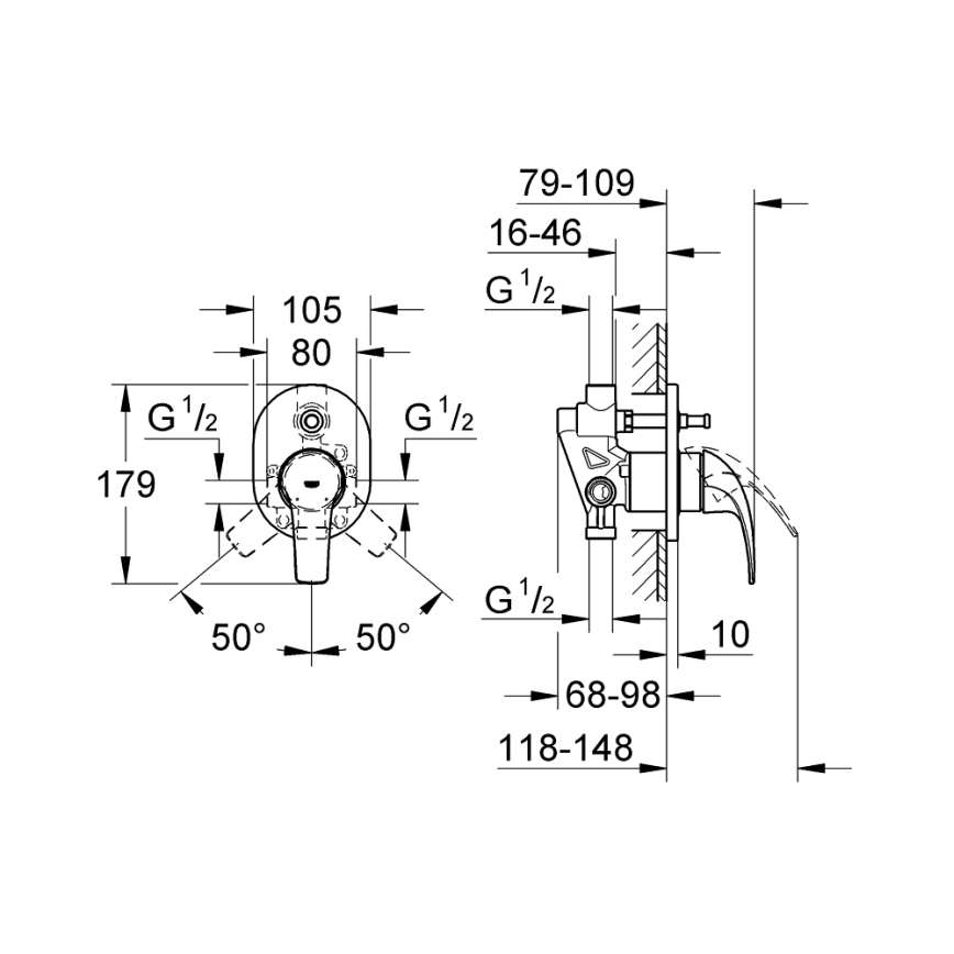 GROHE 29043000 - vonios maišytuvas EUROCUBE blizgus chromas