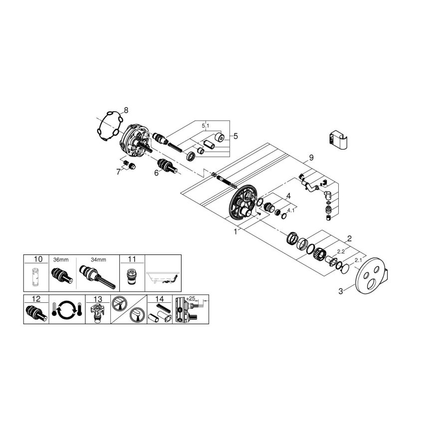 GROHE 29120000 - termostatinis potinkinis dušo maišytuvas GROHTHERM SMARTCONTROL + chromuotas laikiklis