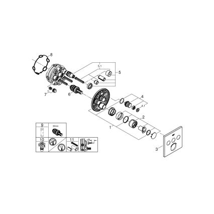 GROHE 29149000 - SMARTCONTROL įleidžiamo maišytuvo apdailos plokštelė, 158 × 158 mm, chromuota