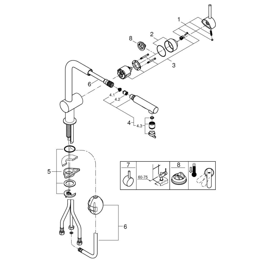 GROHE 30274000 - Kriauklės maišytuvas su L formos snapu, blizgus chromas