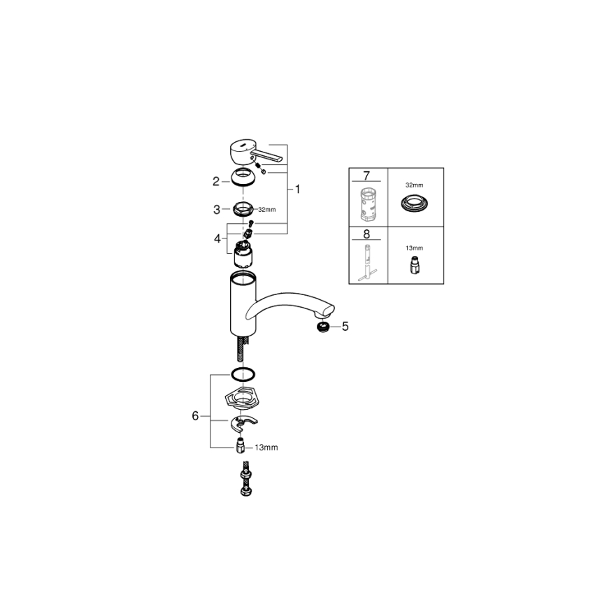 GROHE 30358000 - SWIFT 227 mm virtuvės kriauklės maišytuvas, poliruotas chromas