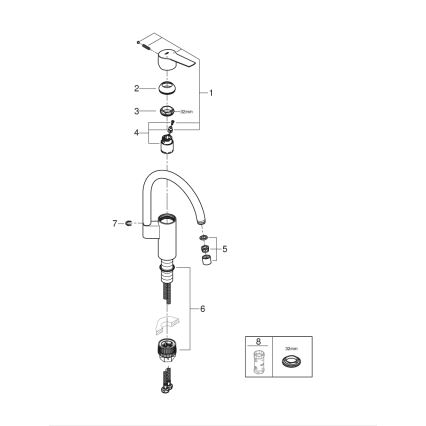 GROHE 30469000 - Kriauklės maišytuvas START, aukštas snapas, blizgus chromas
