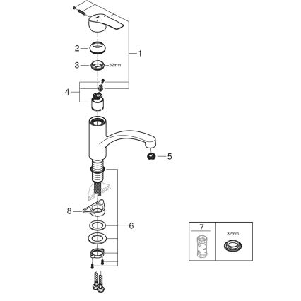 GROHE 305302432 - Plautuvės maišytuvas START 184 mm juodas