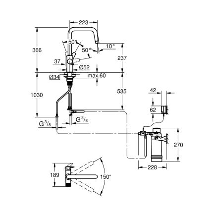 GROHE 30594000 - Virtuvinis maišytuvas BLUE PURE Start su Ultrasafe filtravimo funkcija, chromuotas