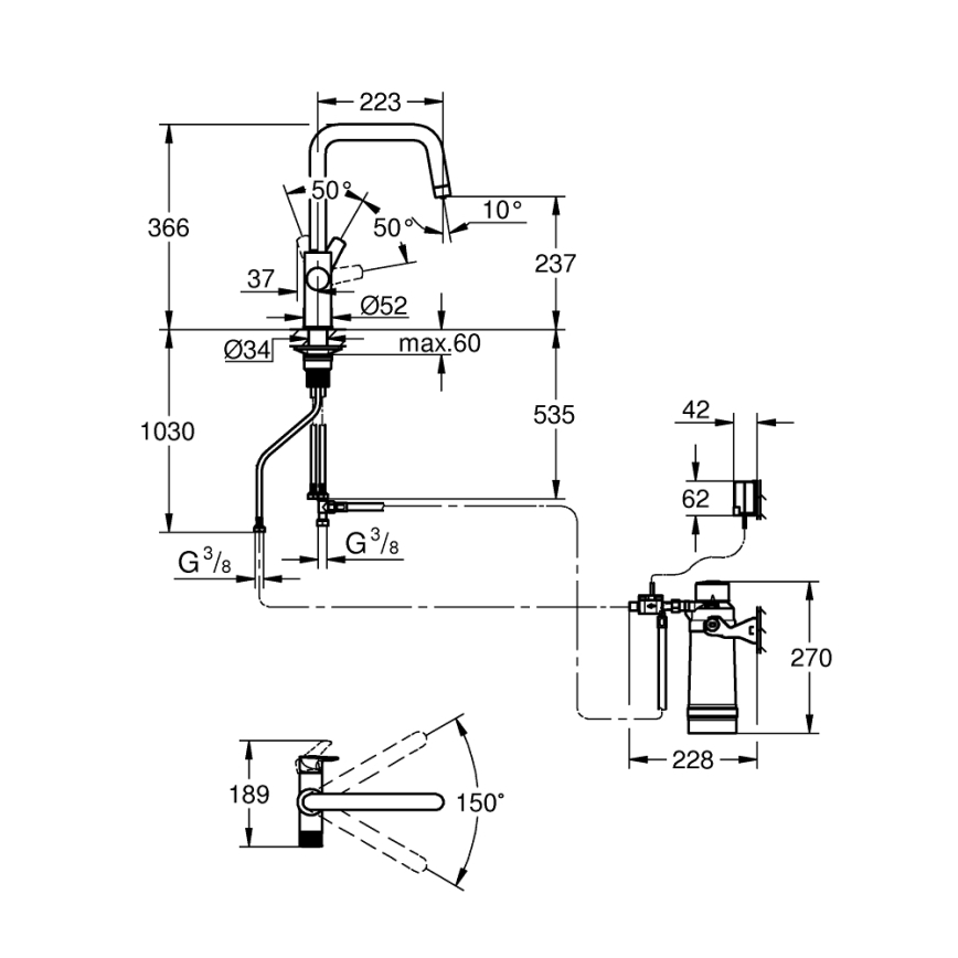 GROHE 30594000 - Virtuvinis maišytuvas BLUE PURE Start su Ultrasafe filtravimo funkcija, chromuotas