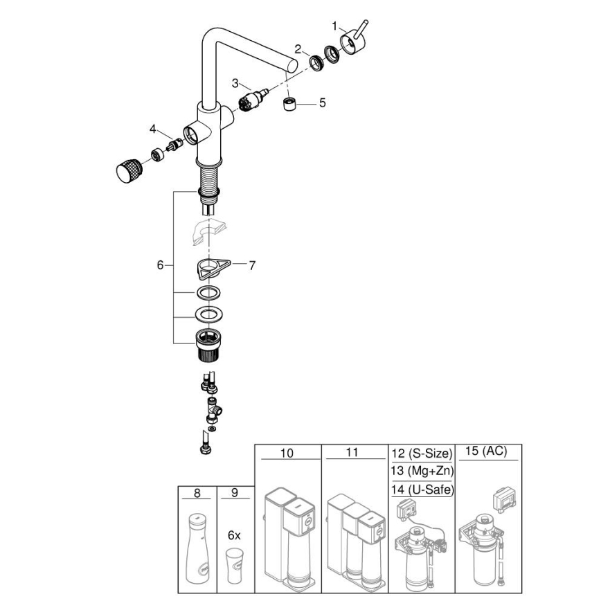 GROHE 30600000 - Plautuvės maišytuvas BLUE PURE, L formos snapas, blizgus chromas