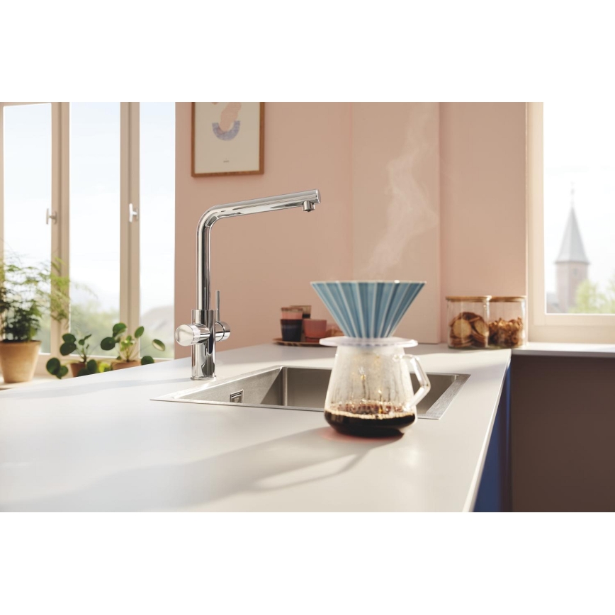 GROHE 30600000 - Plautuvės maišytuvas BLUE PURE, L formos snapas, blizgus chromas