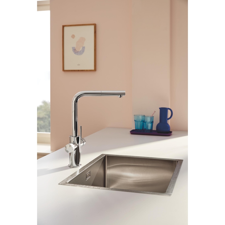 GROHE 30601000 - Kriauklės maišytuvas BLUE PURE A su ištraukiama galvute, blizgus chromas