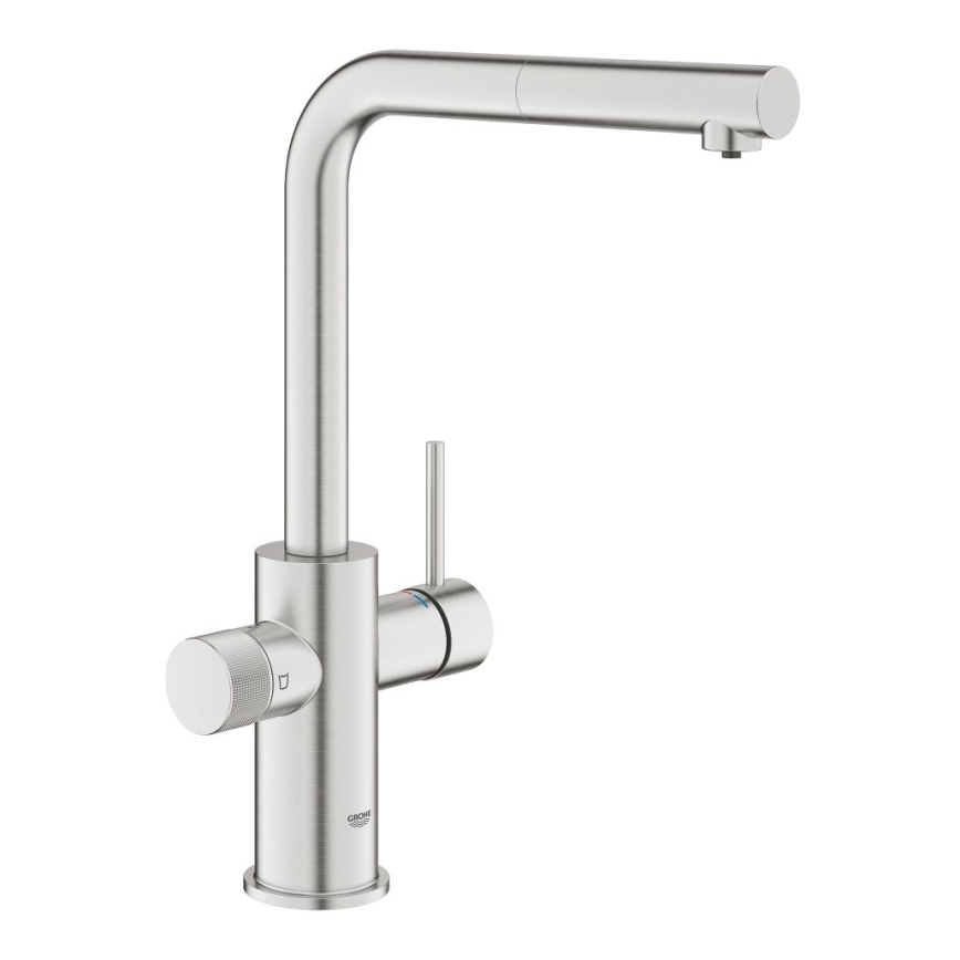 GROHE 30601DC0 - Virtuvinis maišytuvas BLUE PURE su ištraukiamu snapu, iš nerūdijančio plieno