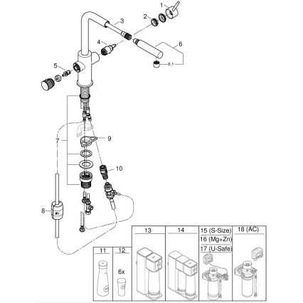 GROHE 30601DC0 - Virtuvinis maišytuvas BLUE PURE su ištraukiamu snapu, iš nerūdijančio plieno